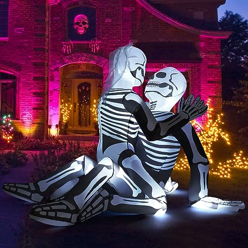 pooky Cuddling Skeletons Halloween Inflatable Decoration