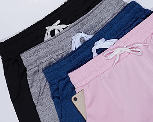 4 Pack: Girls Active Athletic Performance Quick Dry Fit Short Running Sports Shorts Soccer Tennis Summer Basketball Lounge Casual Sleep Bottoms Gym Workout Pockets Drawstring Dolphin- ST 1,LG (14)