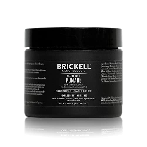 Brickell Men's Products Shaping Paste Pomade For Men, All Natural, Texturizing Wax Pomade, 2 Ounce, Scented