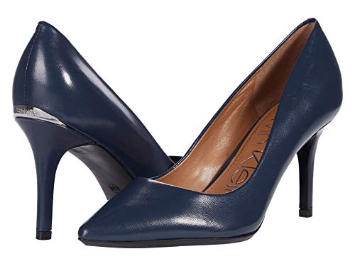 Calvin Klein Women's Gayle Pump, Navy Leather, 11