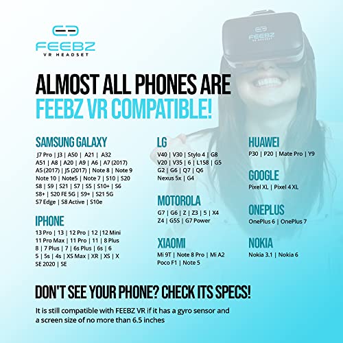 VR Headset Compatible with iPhone & Android + Built-in Button | Virtual Reality Goggles for 4.7”-6.5” Cell Phone - Best Set Glasses | Gift for Kids and Adults for 3D Gaming and VR Videos