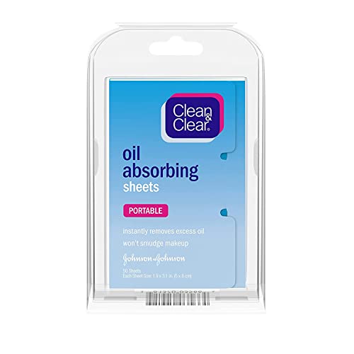 Clean & Clear Oil Absorbing Facial Sheets, Portable Blotting Papers for Face & Nose, Absorbing Blotting Sheets for Oily Skin to Instantly Remove Excess Oil & Shine, 3 x 50 ct