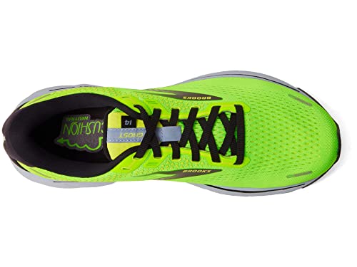 Brooks Ghost 14 Sneakers for Men Offers Soft Fabric Lining, Plush Tongue and Collar, and L Lace-Up Closure Shoes Green Gecko/Blue/Black 12.5 D - Medium