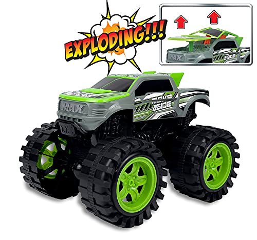 Exploding Monster Truck with Explosive Crash Sounds and Lights, Smash It Up Again and Again, Toy for Boys and Girls 3 Years and Above [Amazon Exclusive] (Gray)