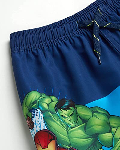 Marvel Boys’ Avengers UPF 50+ Swim Trunk Bathing Suit - Hulk, Captain America, Iron Man (2T-12), Size 7, Navy Avengers Multi Stripe