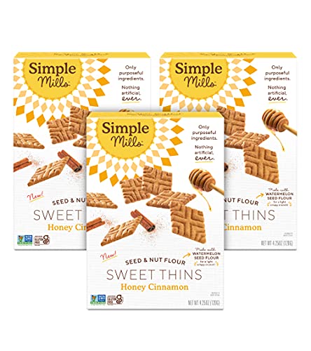 Simple Mills Sweet Thins Cookies, Seed and Nut Flour, Honey Cinnamon - Gluten Free, Paleo Friendly, Healthy Snacks, 4.25 Ounce (Pack of 1)