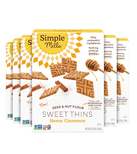 Simple Mills Sweet Thins Cookies, Seed and Nut Flour, Honey Cinnamon - Gluten Free, Paleo Friendly, Healthy Snacks, 4.25 Ounce (Pack of 1)