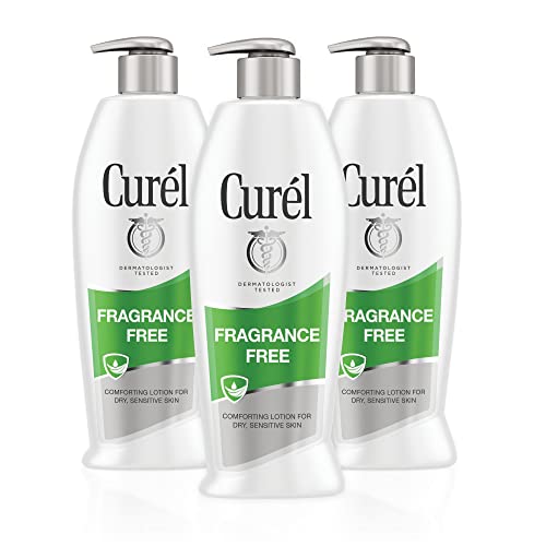 Curl Fragrance Free Body Lotion, Unscented Dry Skin Moisturizer for Sensitive Skin, with Advanced Ceramide Complex, Repairs Moisture Barrier, 13 Ounce (Pack of 3)