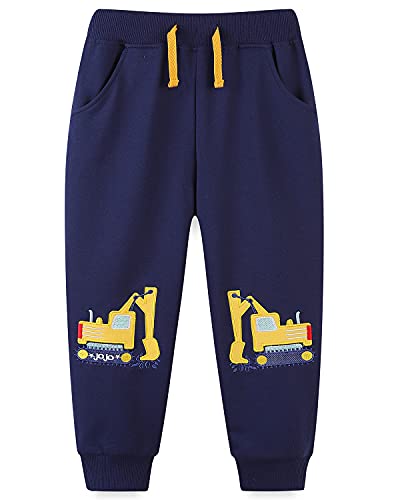 Bumeex Baby Boy Pants Sweatpants Jogger,Fall Winter Clothes Excavator and Dinosaur 2t