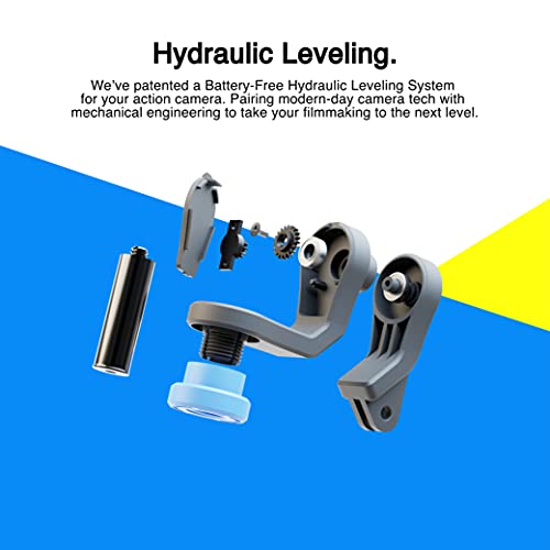 GRAVGRIP V2 Hydraulic Leveling Mount for Action Camera, GoPro, DJI, Insta360 - Pocket-Sized Leveler, Gimbal, JIB - No Batteries, No Charging, Waterproof, Ultra-Compact, Durable