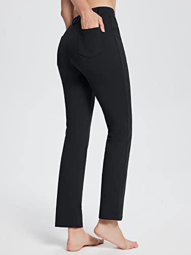 BALEAF Women's Yoga Dress Pants Black Stretchy Work Slacks Business Casual Trousers with Pockets Petite 29" Black L