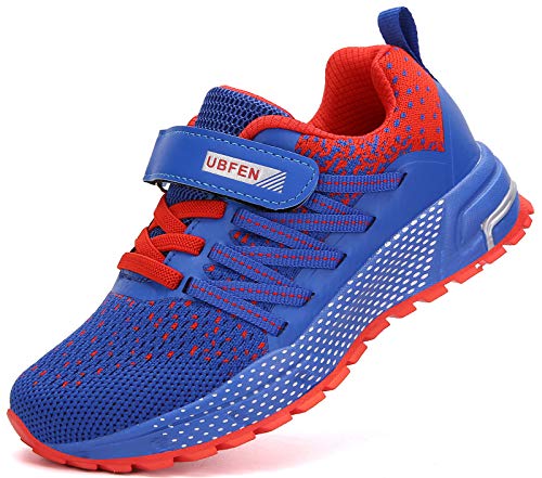 KUBUA Kids Sneakers for Boys Girls Running Tennis Shoes Lightweight Breathable Sport Athletic A Red