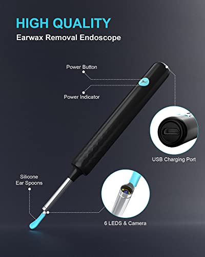 DJROLL Ear Wax Removal, Earwax Remover Tool, Ear Camera, Ear Scope with Ear Wax Cleaner Tool Compatible with iPhone, iPad, Android Smart Phones