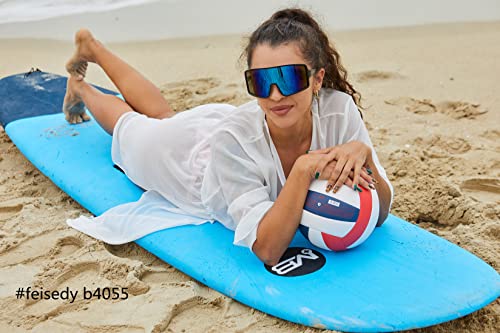 FEISEDY Large Shield Sports Sunglasses One Piece Oversized Visor Women Men Outdoor Cycling Hiking B4055