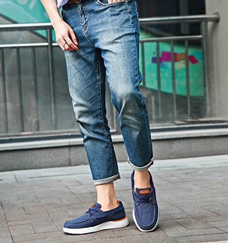 OrthoComfoot Dressy Orthopedic Walking Shoes for Men,Plantar Fasciitis Loafer Shoes for Bunions Heel Spur,Mens Sneakers High Arch Denim Size 11.5