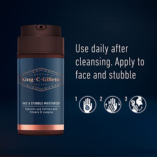 King C. Gillette Moisturizer for Face & Stubble with Vitamin B3 and B5 Complex, Face Moisturizer for Men, 100 mL