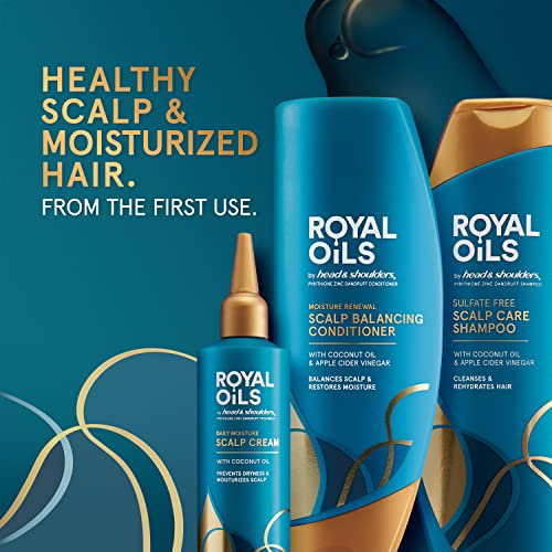 Royal Oils by Head & Shoulders Sulfate Free Scalp Care Shampoo, Moisture Renewal Scalp Balancing Conditioner, and Daily Moisture Scalp Cream Treatment with Coconut Oil and Apple Cider Vinegar