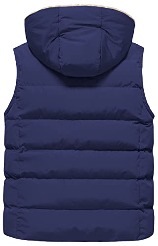 Pursky Big Girl's Winter Vest Waterproof Waistcoat Jacket Toddler Kids Winter Puffer Hooded Gilet Navy 6-7