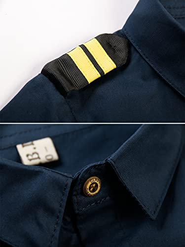 Phorecys Little Big Boys' Long Sleeve Dress Shirts Formal Uniform Cotton Solid Blue 2 Tag 150CM - 7-8 Years