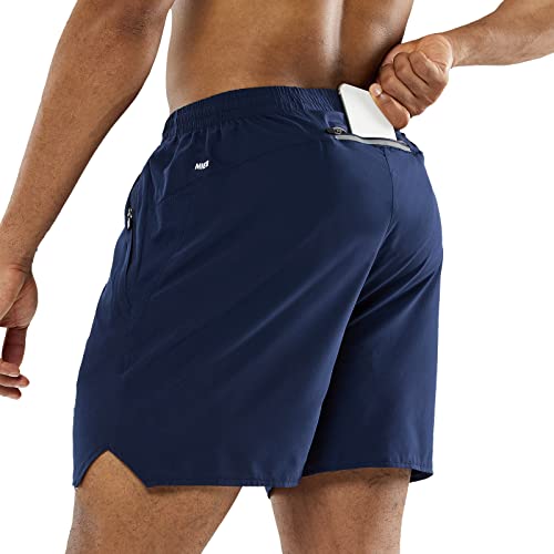 MIER Men's Training Shorts 5 Inch Stretchy Active Shorts, Elastic Waist, Navy, M