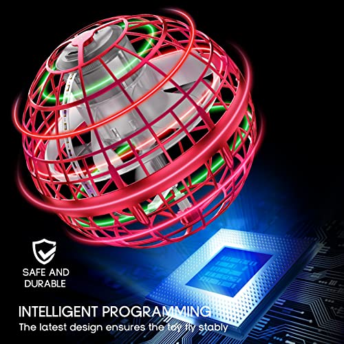 Flying Orb Ball Toys Soaring Hover Pro Boomerang Spinner Hand Controlled Mini Drone Globe Shape Spinning Safe for Kids Adults Outdoor Indoor by Tikduck (Red)