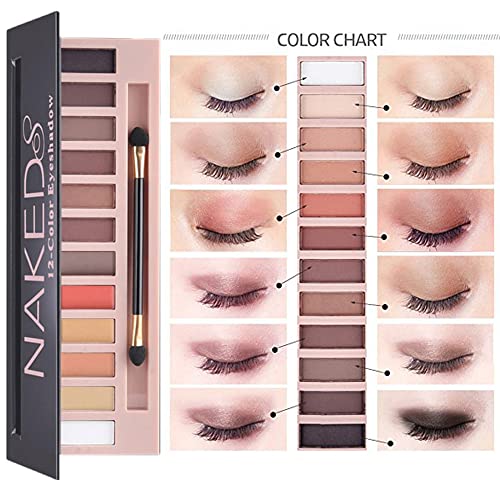 All in One Makeup Kit For Girls 12 Colors Naked Eyeshadow Palette, Nude For PHOERA Foundation Face Primer, Makeup Brush, Makeup Sponge, Eyebrow Soap Kit, Lipstick Set, Winged Eyeliner Stamp Makeup Set (SetA)