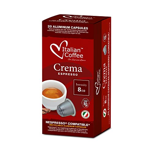 Italian Coffee Aluminum pods compatible with Nespresso original machines, Italian Expresso capsules (Crema, 100 pods, Aluminum pods)