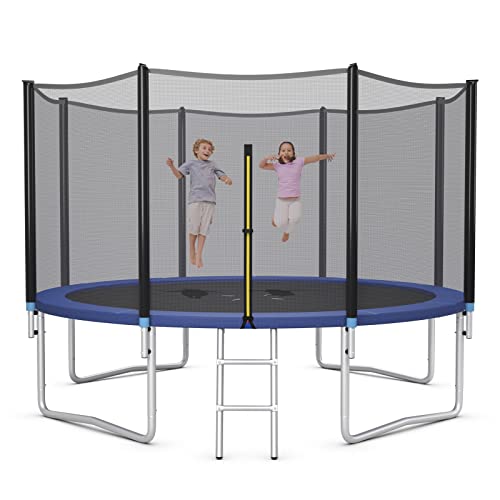 Giantex Trampoline, 16Ft ASTM Certified Approved Outdoor Trampoline w/ Enclosure Net, Recreational Trampolines w/ Jumping Mat Ladder Rust-Resistant Poles for Kids Adults