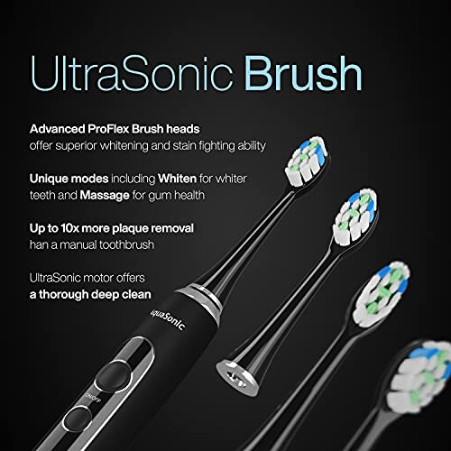 AquaSonic Home Dental Center PRO – Complete Home Oral Care – Brush & Floss – Ultrasonic Electric Toothbrush & Water Flosser – Whiter Teeth & Healthier Gums – Black Series Pro + Oral Irrigator