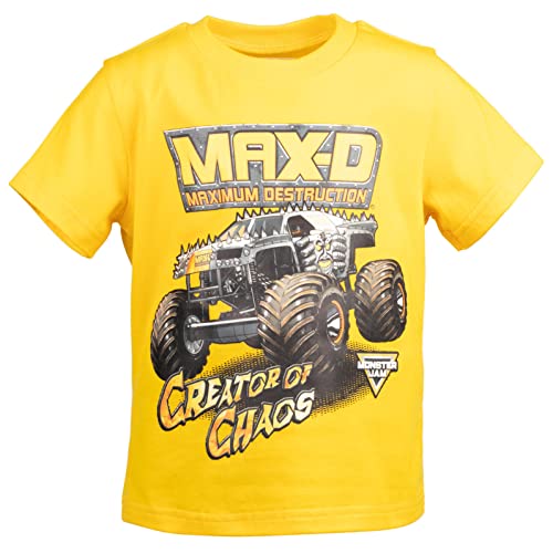 Monster Jam Maximum Destruction Little Boys T-Shirt Mesh Shorts Yellow/Gray 7-8