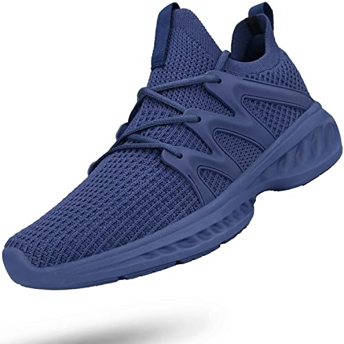 Pujcs Running Shoes for Men Tenis para Hombres Shoes Workout Sports Fitness Walking Jogging Teens Jogger Lightweight Exercise Man Gym Athletic Tennis Sneakers Blue Size 8.5