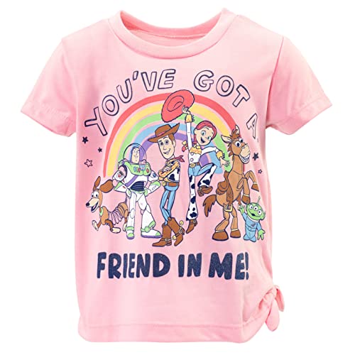 Disney Pixar Toy Story Buzz Lightyear Woody Toddler Girls Graphic T-Shirt and Bike Shorts Set Pink 2T
