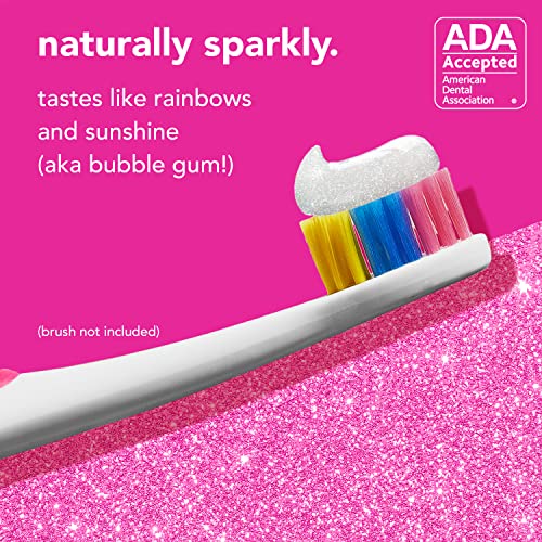 hello Unicorn Sparkle Kids Toothpaste, Fluoride Toothpaste with Natural Bubble Gum Flavor, ADA Approved, Ages 2+, No Artificial Sweetneners, No SLS, Gluten Free, Vegan, Pack of 3, 4.2 OZ Tubes