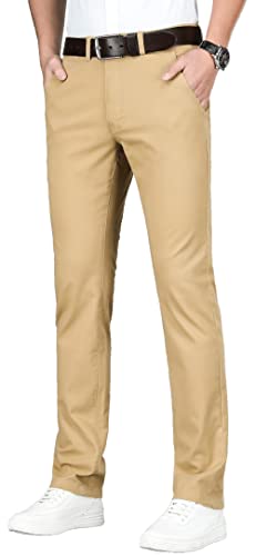 ESSYSHE Men’s Slim Fit Chino Pants Stretch Casual Khaki Pants for Men 011Khaki A34X28
