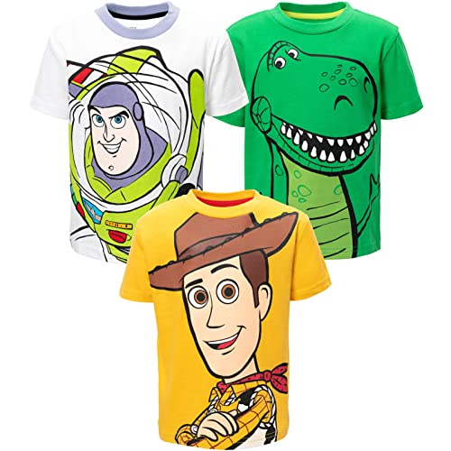 Disney Pixar Toy Story Buzz Lightyear Woody Little Boys 3 Pack T-Shirts [Blank] 7-8