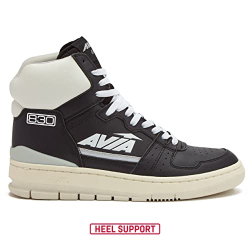 Avia 830 Men’s Basketball Shoes, Retro Sneakers for Indoor or Outdoor, Street or Court- Black/White/Silver Grey, 11 Medium