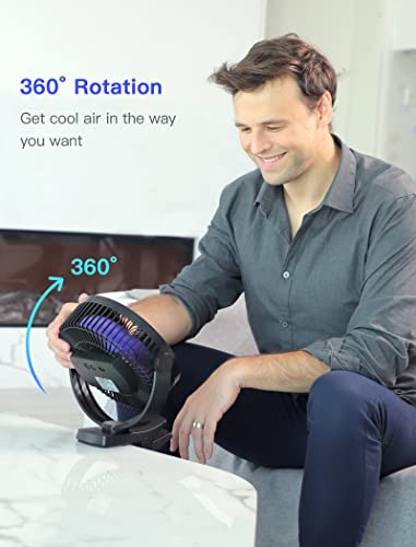 Airbition 10000mAh 8-Inch Clip on Fan Rechargeable, Battery Operated Powered USB Clamp Fan Portable for Golf Cart RV Car Travel Camping Tent Workout Treadmill Personal Bed Desk