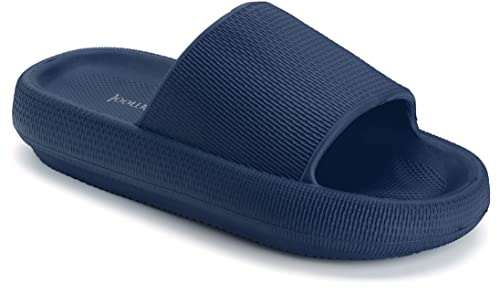 Joomra Slippers Mens Slides Cushioned for Womens Quick Drying Shower Foam Male Pillow House Shoes Pool Beach Spa Garden Sandals Sandles Dark Blue 40-41