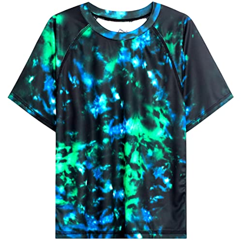 Kanu Surf Boys' Short Sleeve UPF 50+ Rashguard Swim Shirt, Hurricane Black, 2T