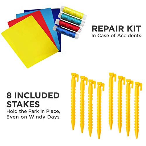 Sunny & Fun Inflatable Single Ring Water Slide Park – Heavy-Duty for Outdoor Fun - Climbing Wall, Slide & Deep Pool – Easy to Set Up & Inflate with Included Air Pump & Carrying Case