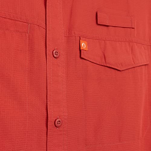 The American Outdoorsman Short Sleeve Button Down Poly Grid Fishing Shirt for Men (Cascade, Medium) (Cardinal, Large)