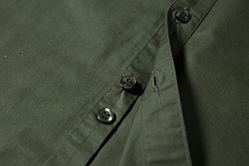 Tronjori Boys Short Sleeve Button Down Casual Woven Shirt Two Pockets(6,Dark Olive)
