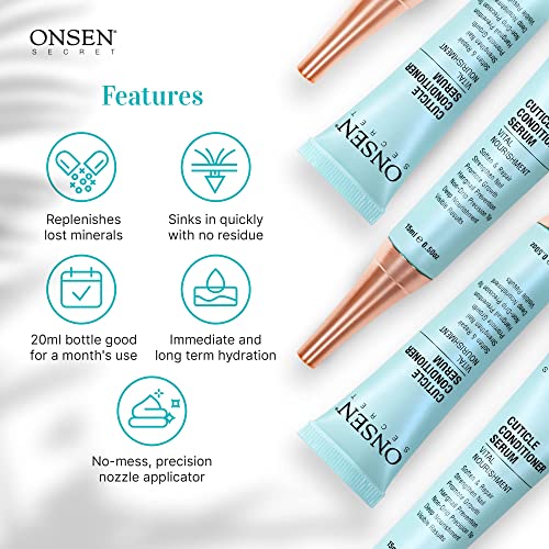 Onsen Secret Cuticle Conditioner Cream 15ml & Japanese Anti-Aging Firming Hand Lotion 135ml Bundle. Cuticle Oil Nail Care Serum Sooth, Repair & Strengthen Cuticles & Nails + Anti Aging Hand Cream