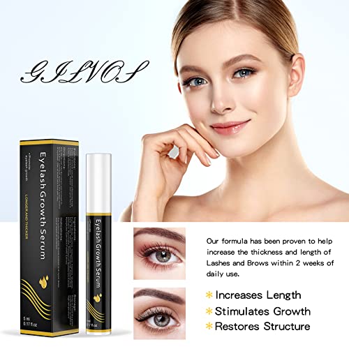 Premium Eyelash Growth Serum - 5ml Eyelash Enhancer & Natural Non-Irritating Eyelash Serum for Thicker Eyelashes Faster Growth Healthier