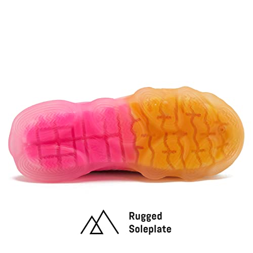 Avia Ignite Slip On LED Light Up Girls' Sneakers - Lightweight Tennis, Athletic, Running Shoes for Girls - Light Blue/Orange, 12 Little Kid