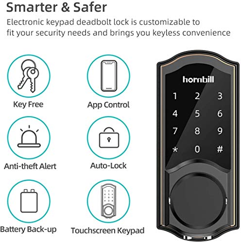 [2022 Pro] Smart Lock Front Door, Keyless Entry Door Lock with Keypad, Smart Deadbolt Lock Compatible with Alexa, Google Home, Digital WiFi Smart Doors Locks with Electric Deadbolt Touch Screen