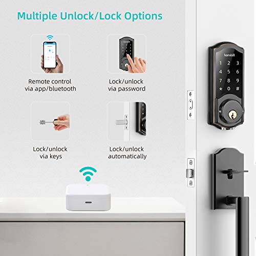 [2022 Pro] Smart Lock Front Door, Keyless Entry Door Lock with Keypad, Smart Deadbolt Lock Compatible with Alexa, Google Home, Digital WiFi Smart Doors Locks with Electric Deadbolt Touch Screen