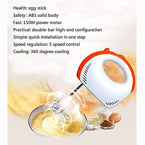 UOZACCY Electric whisk Hand Mixer Mechanical 5 Speed ​​Plus Turbo Function Electric Mixer for Electric Hand Mixer Accessories Dishwasher Safe 150W (Color : A)