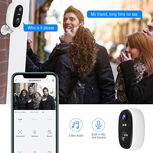 Outdoor Security Camera with 3W Solar Panel, Non-Stop Energy Supply Rechargeable Battery Camera Home Surveillance Camera, IP65 Waterproof Motion Detection Color Night Vision