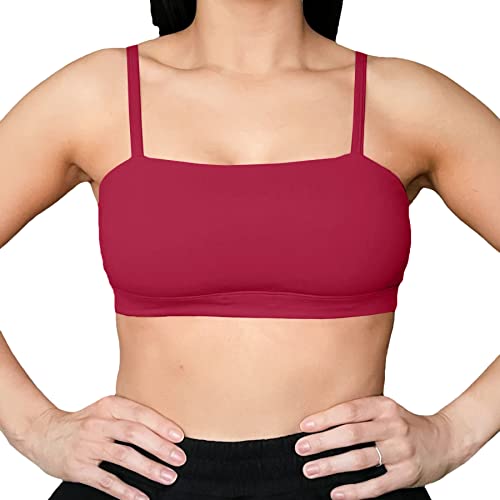 Aoxjox Women's Workout Bandeau Sports Bras Taining Fitness Running Yoga Crop Tank Top (Rumba Red, X-Small)